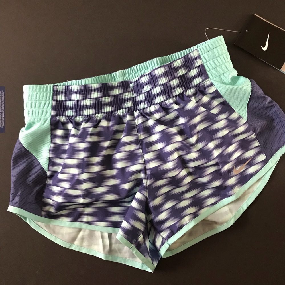 Nike Running Shorts Dri Fit Printed Blue Leisure Wear Mesh Panels